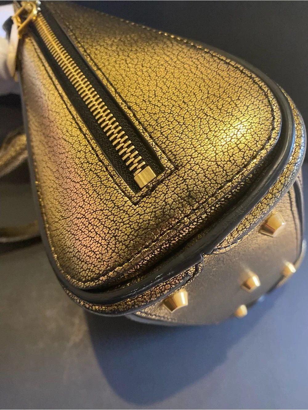 🛍️Alexander McQueen Authentic Small Heroine Bag in Metallic Gold - Picture 12 of 16